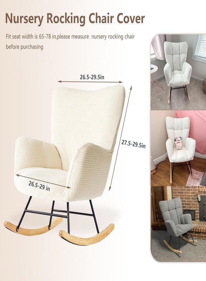 Alickwang Nursery Rocking Chair Cover, Glider Chairs Slipcover,Non-Slip Furniture Protector Covers Jacquard Pattern with Elastic.Only Cover Washable,Beige - Image 2